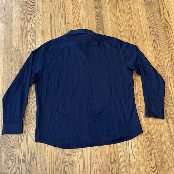 Avenue 21 Mens Luxury Shirt Paisley Navy Blue Longe Sleeve Button‎ Down Sz 3XL - Picture 2 of 13
